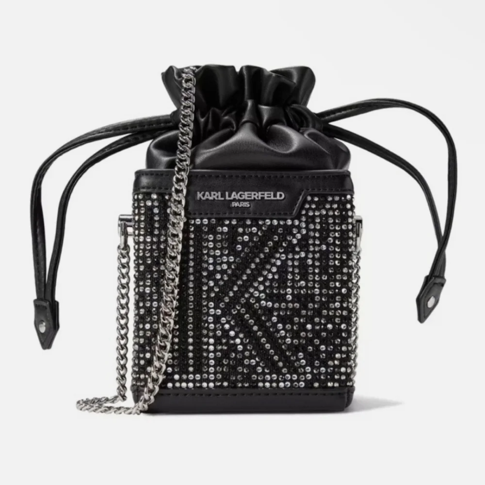 🔹️Karl Lagerfeld🔹️Ikon Small Crossbody Black PVC w/ Crystals Limited Edition
